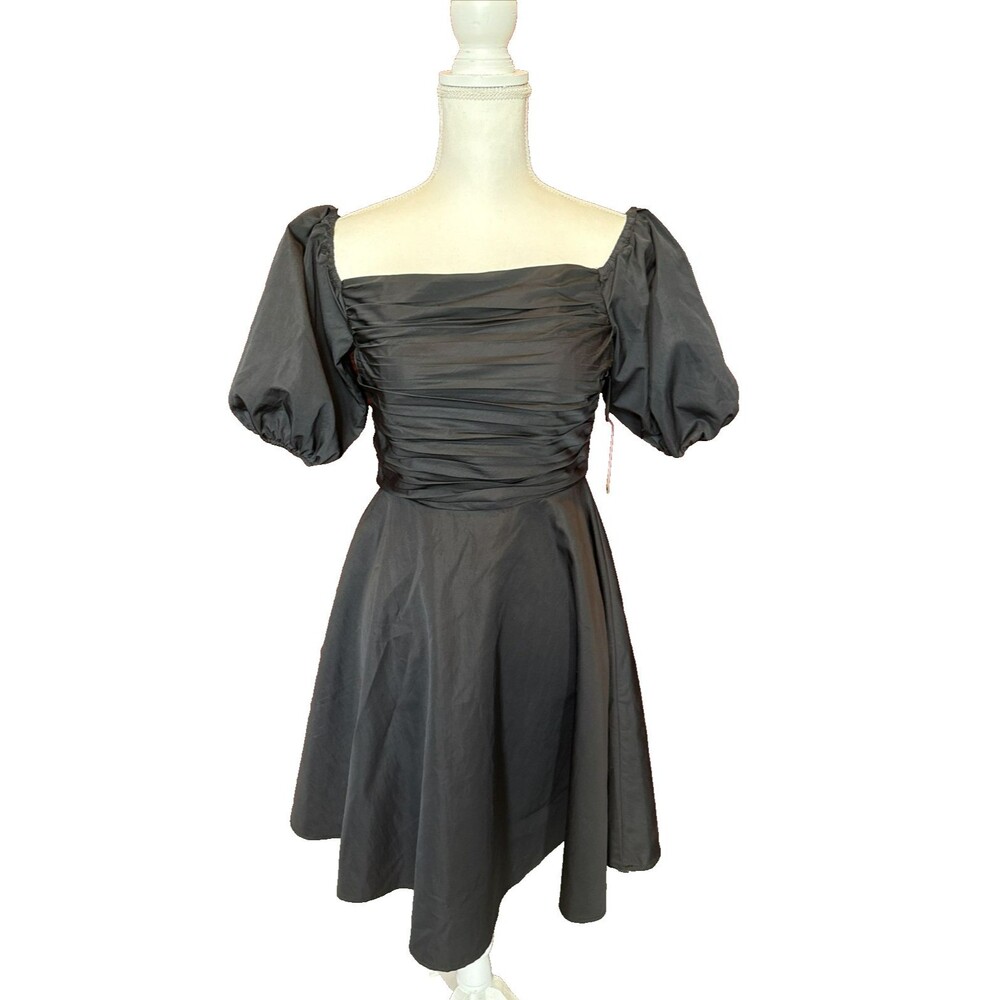 New With Tags Prabal Gurung for JCP Black Ruched Puff Sleeve Cocktail Dress 8